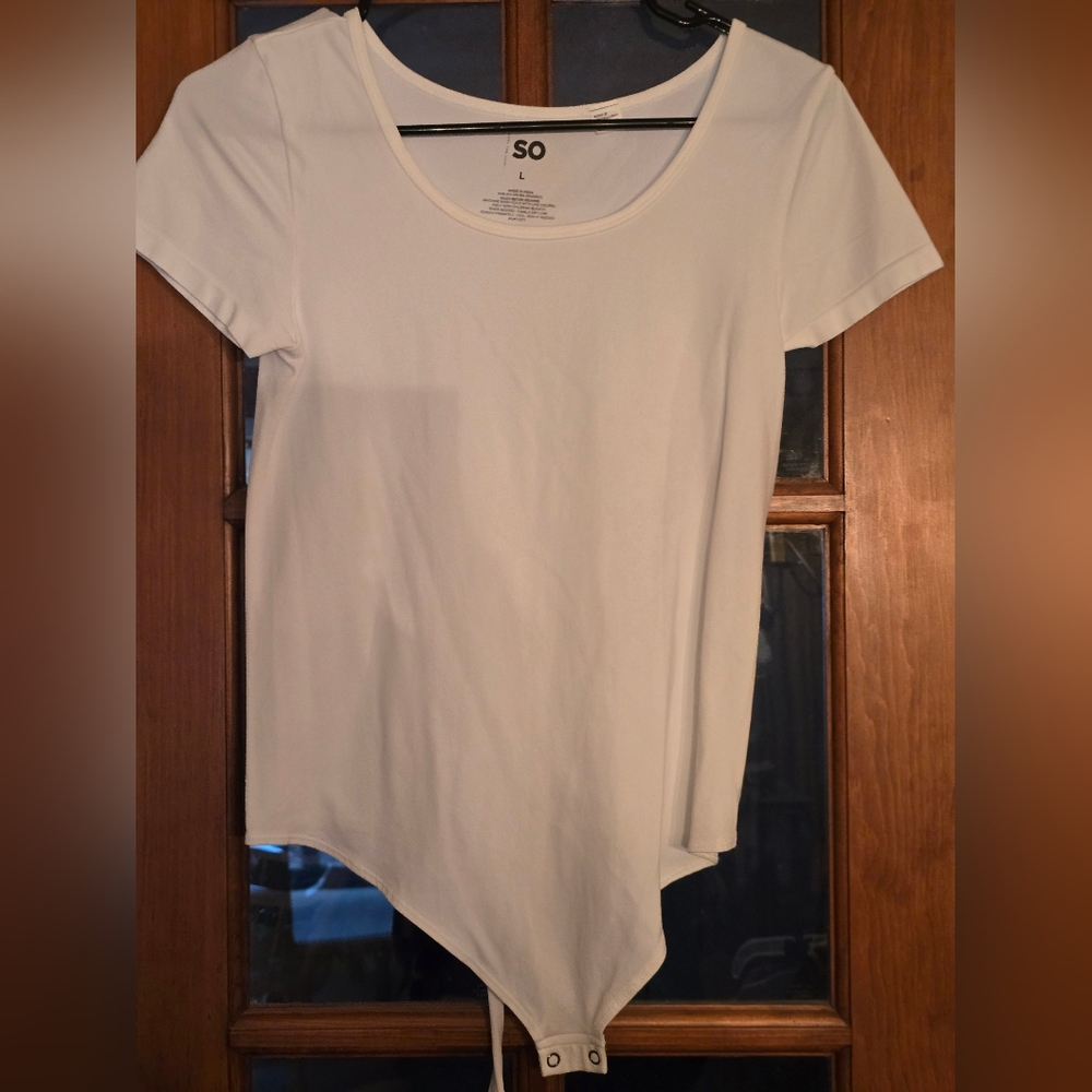 Women's Large SO White Bodysuit NWOT